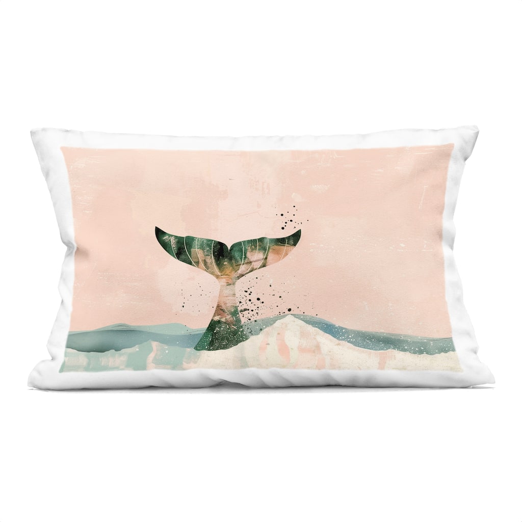 Stupell Pink Abstract Whale Tail Decorative Printed Throw Pillow Design by Arlington Prints