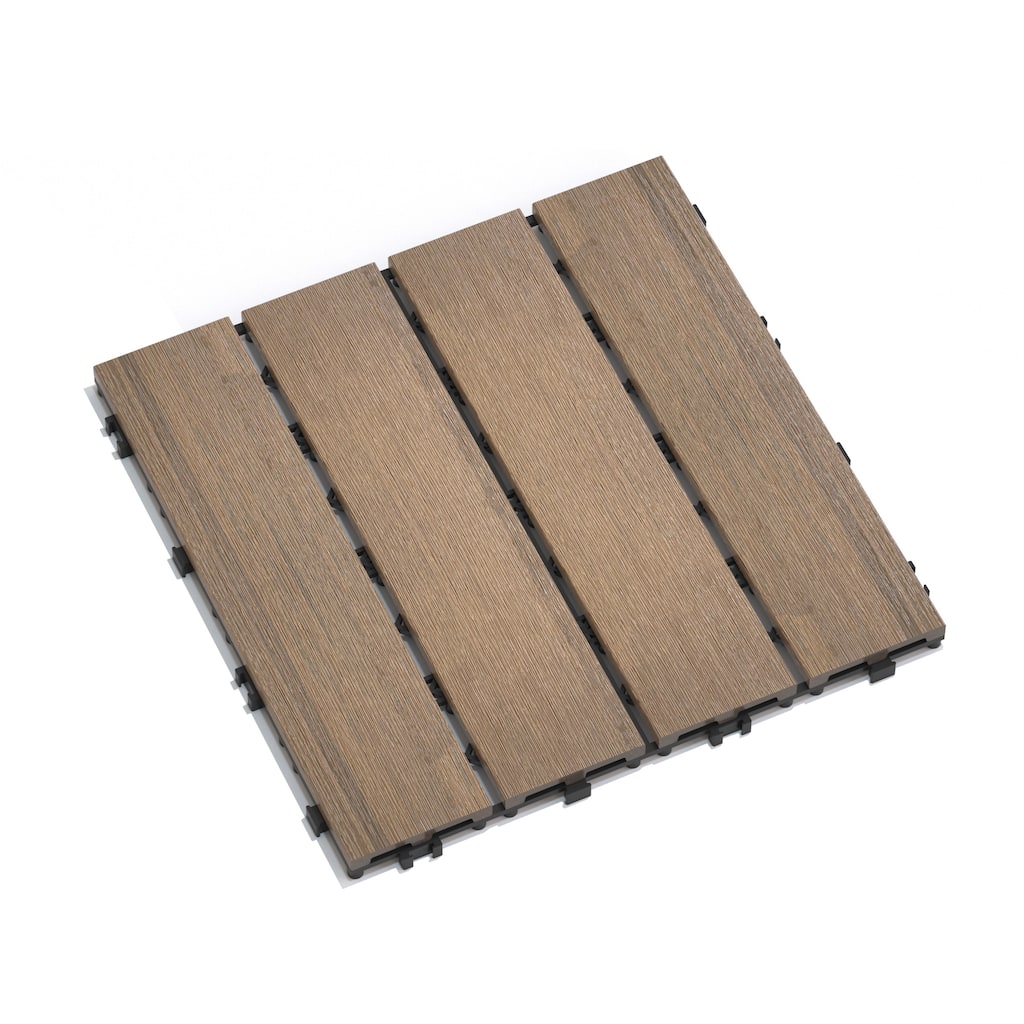 Patio Floor Tiles Pack of 22 WPC Wood-Plastic Composite Patio Deck Tiles DIY Interlocking Decking Tiles