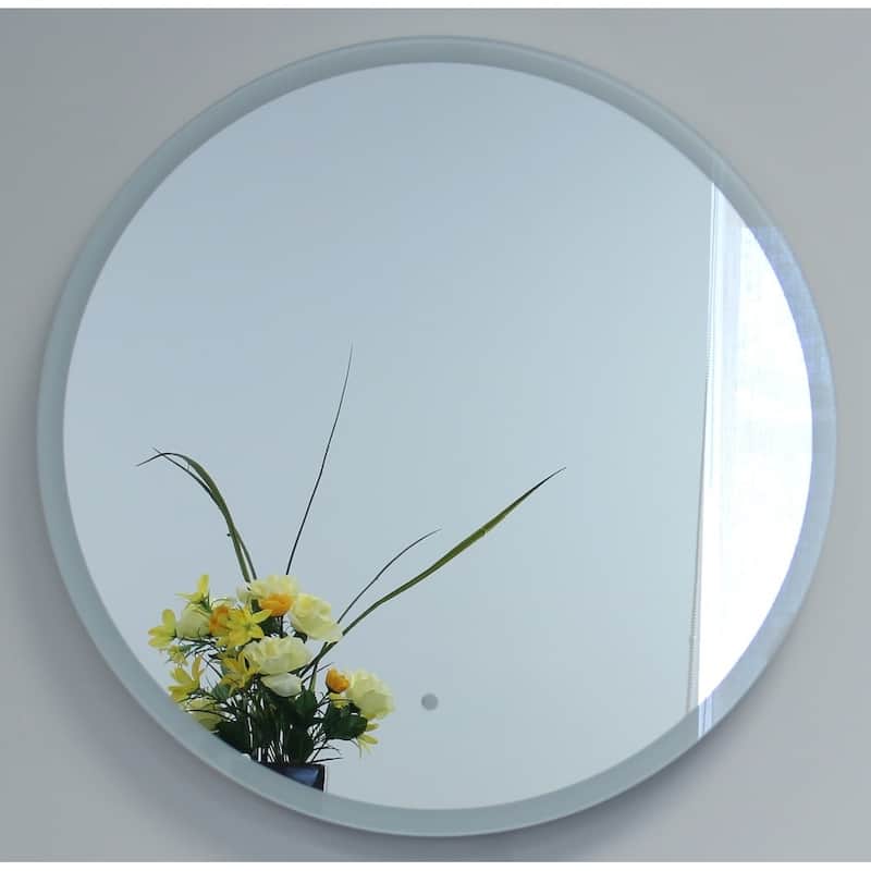 Miseno 36" W x 36" H Circular Frameless Wall Mounted Mirror with LED