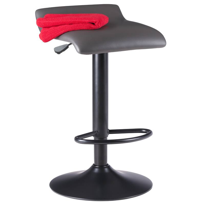 2-Pc Adjustable Swivel Seat Stool Set, Black and Slate Gray - 15.16 x 15.16 x 34.45 inches