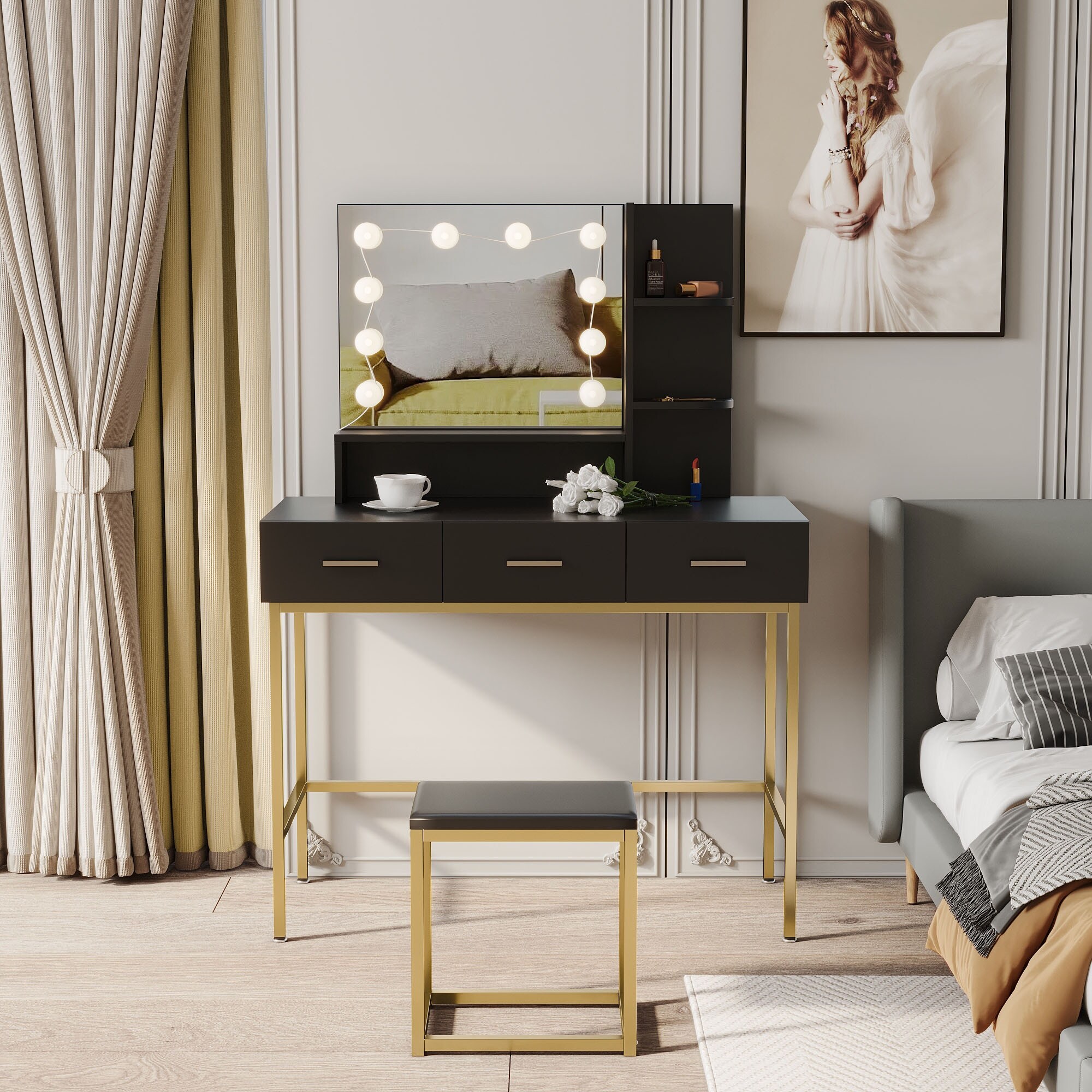Gold hotsell makeup desk