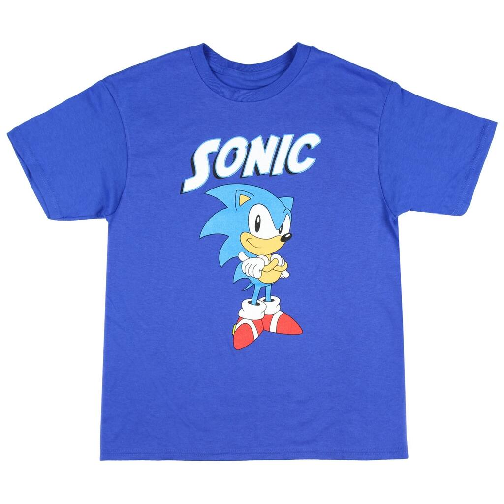 Sonic the Hedghog Boy's Sonic Folded Arms Victory Stance Short Sleeve Kids Graphic Print T-Shirt
