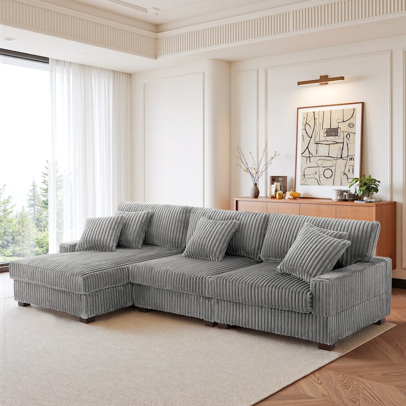 118.4"W Plush Modular Sectional Sofa with Pillows