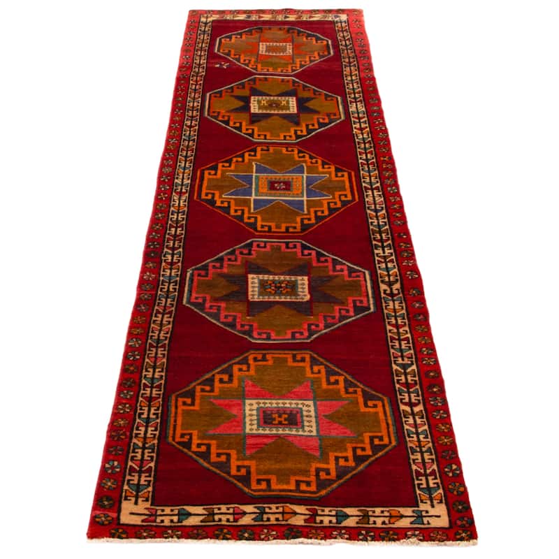 ECARPETGALLERY Hand-knotted Konya Anatolian Dark Red Wool Rug - 3'3 x 12'4