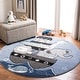 preview thumbnail 1 of 14, SAFAVIEH Carousel Kids Panna Animal Rug 3' Round - Blue/Grey - Round