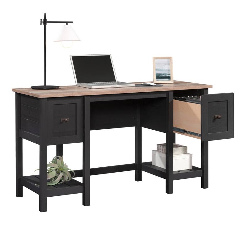 Engineered Wood Coastal Desk with Lateral File Cabinet Bundle