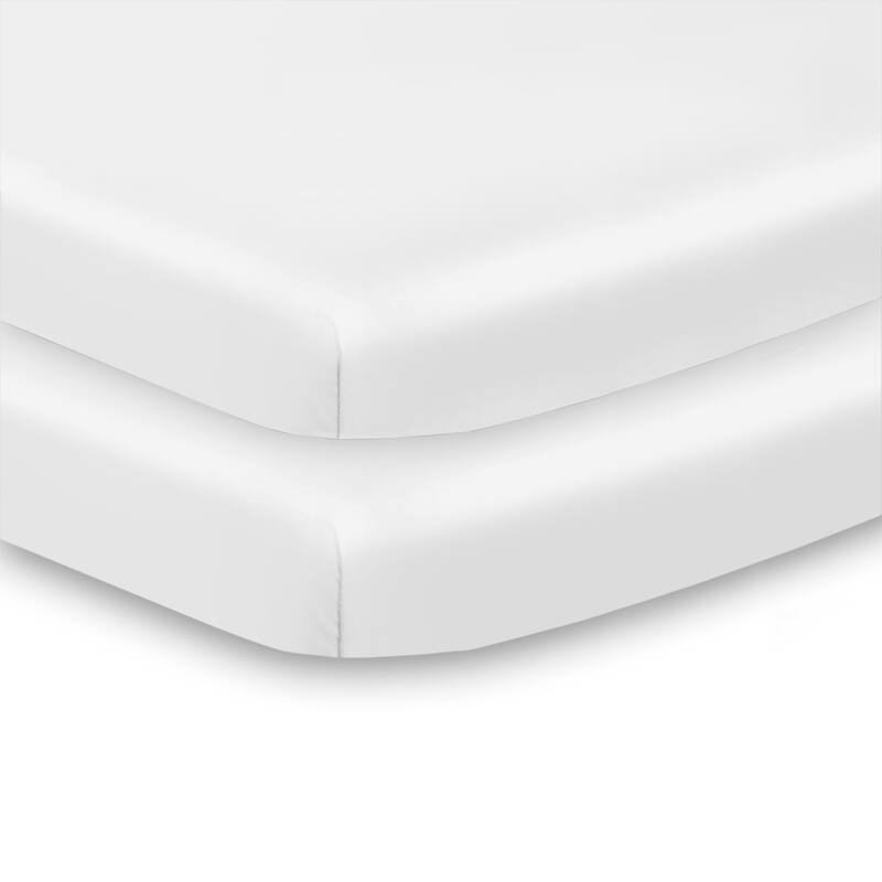 BreathableBaby All-in-One Fitted Sheet & Waterproof Cover for 38" x 24" Mini Crib Mattress (2-Pack) - White
