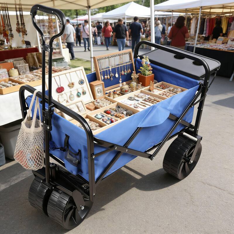Folding Garden & Beach Utility Wagon Cart, Blue