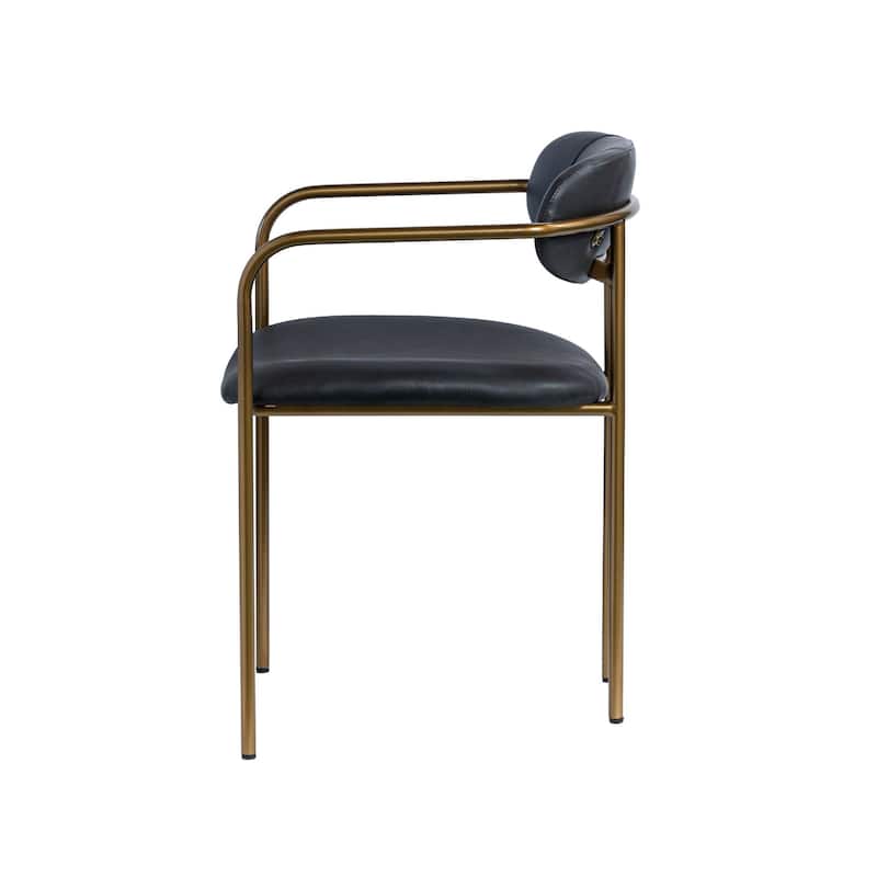 Parker Black Leather Seat Gold Metal Dining Chair - 21.5L x 21.1W x 29.0H