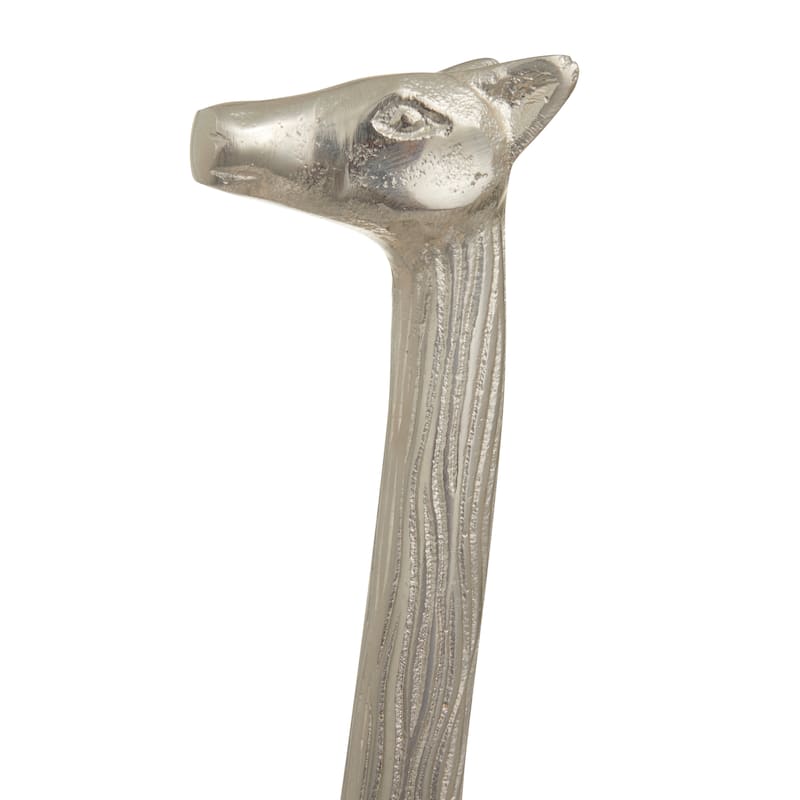Aluminum Metal Giraffe Sculpture - Set of 2 Silver - Roche River Decor - 4"W x 6"L x 27"H