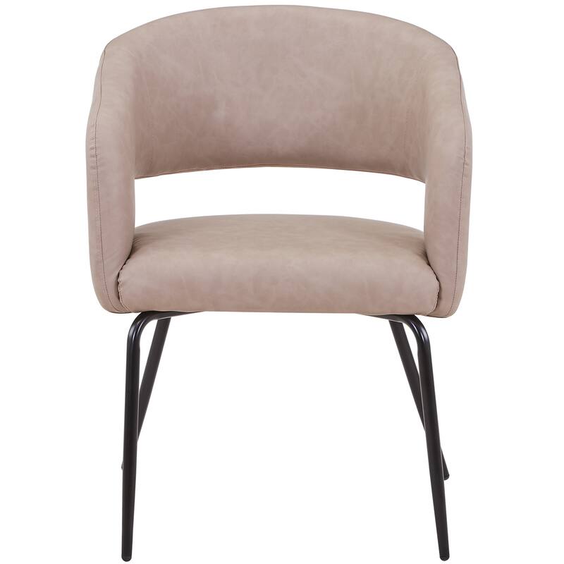 Open Back Dining Chair Upholstered in Leather or Velvet with Iron Legs Set of 2
