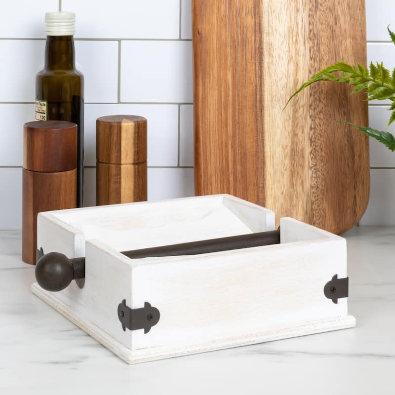 Wood Napkin Holder with Metal Bar