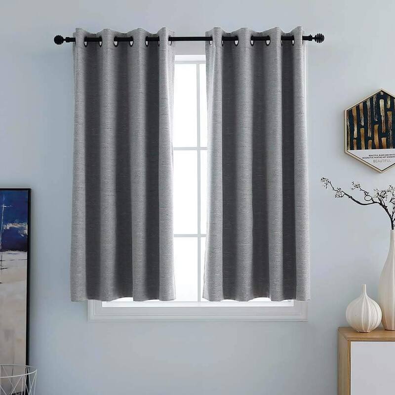 Slinding Glass Door Curtains, Blackout Extra Wide Patio Curtain Drapes Polyester Belmar Grommet Panel - 52x45" - Pewter