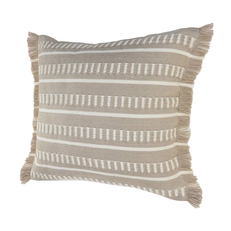 HomeRoots 24" X 24" Tan Zippered Coastal Indoor Outdoor Throw Pillow - 24" x 24"