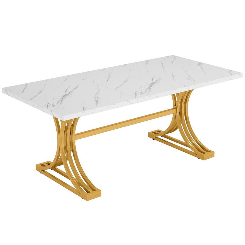 63'' Modern Dining Table with Trestles Legs for Kitchen Dining Room