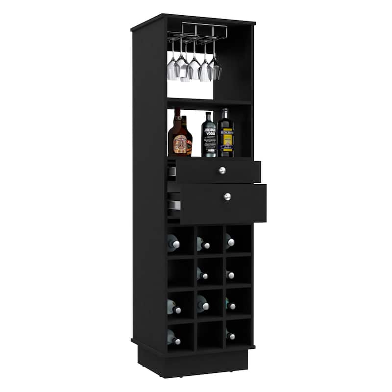 Classic Bar Cabinet with 2 Drawers, Glass Rack, - N/A