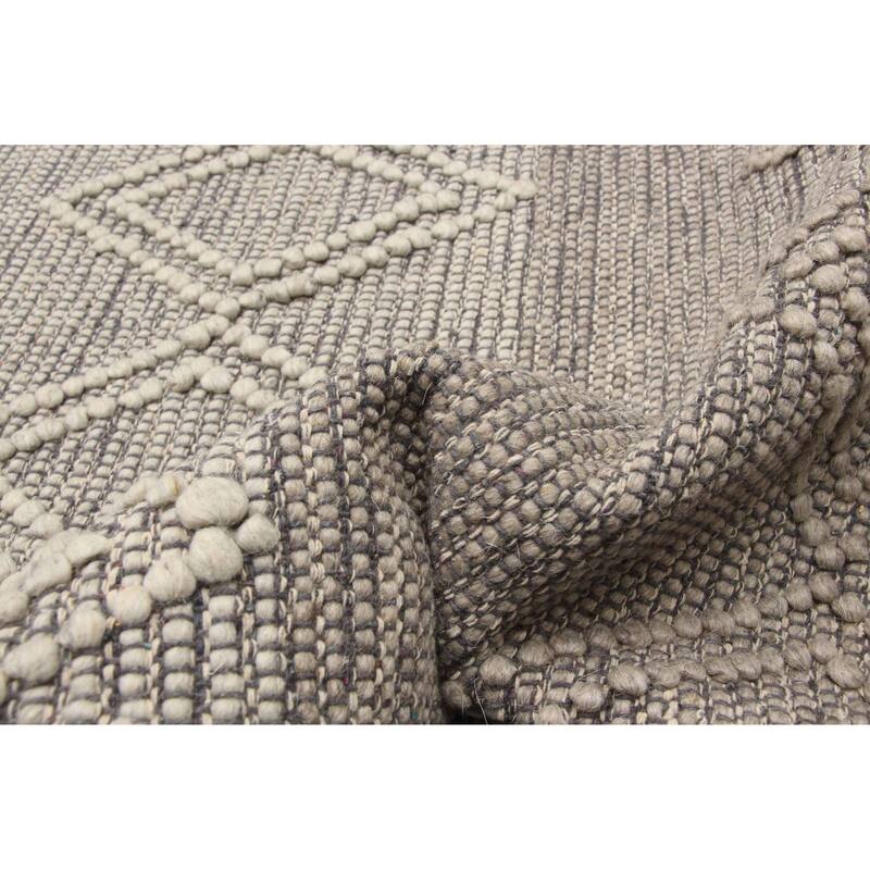 ECARPETGALLERY Braid weave Sienna Grey Wool Rug - 6'1 x 8'10