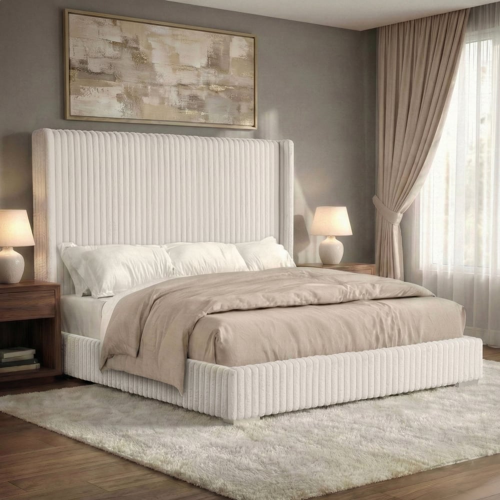Furniture of America Draper Modern Chenille High Wingback Platform Bed