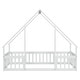 preview thumbnail 9 of 10, White Twin Size Pine Wood House-Shaped Floor Bed with Guardrails