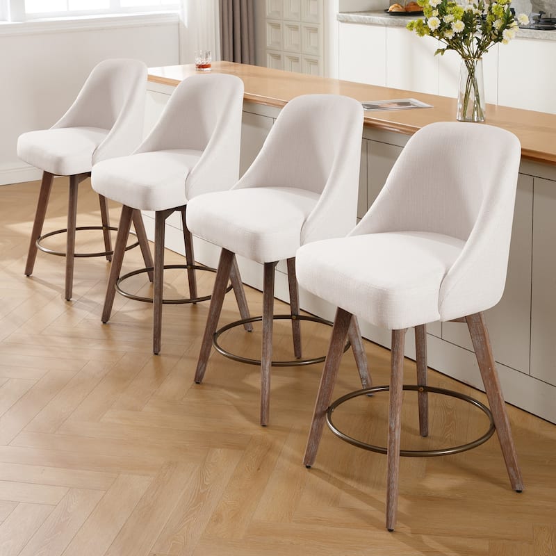 26" Counter Height Swivel Bar Stool, Upholstered Counter Stools - 39.37" (H) x 22.44" (D) x 21.65" (W)
