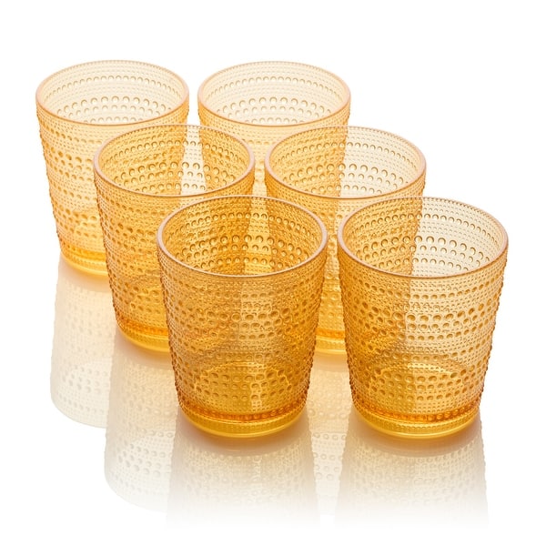 Certified International Santa Fe Set of 6 Acrylic DOF Glass 16 oz - 3.75"W x 3.75"D x 4.38"H - Orange
