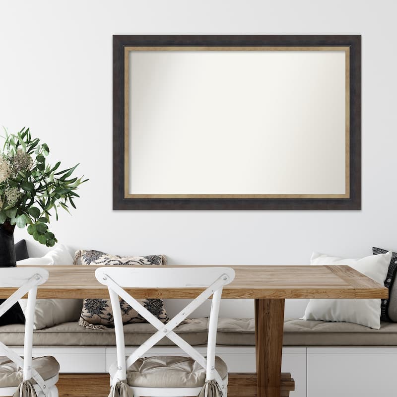 Hammered Charcoal Tan Non-Beveled Wood Framed Wall Mirror - Hammered Charcoal Tan