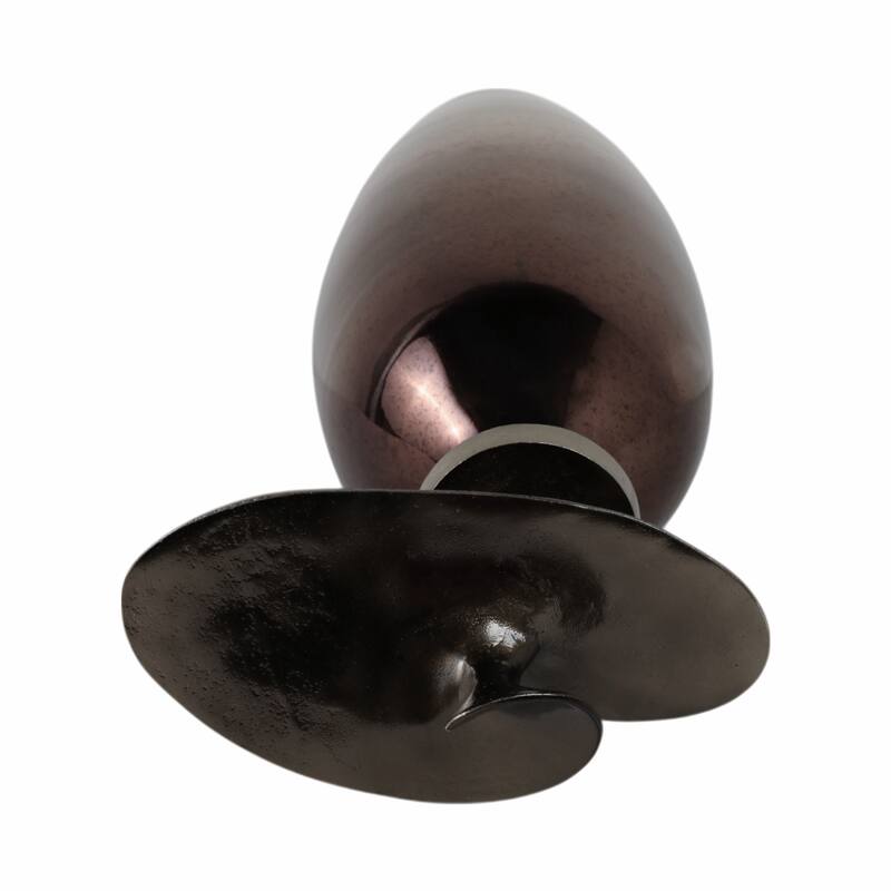 Glass Vase with Sculptural Aluminum Accent Metal Transitional Style