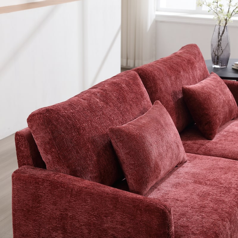 Red 68.9'' Fabric 2-Seater Sofa with Detachable Cushions and Solid Wood Frame