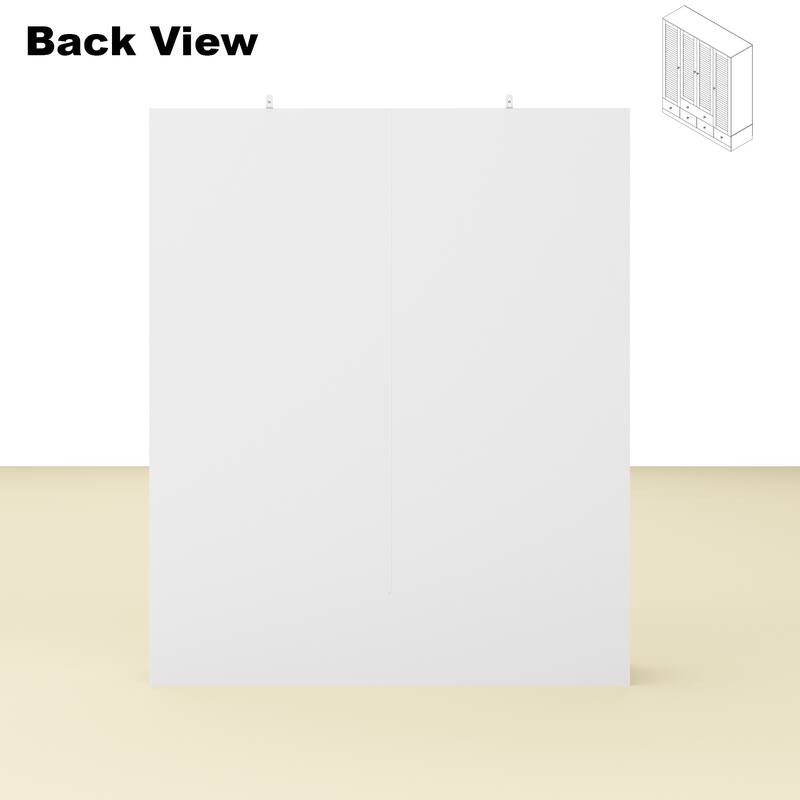 Wardrobe Armoire Closet 59"W Large Freestanding Wardrobe Cabinet White