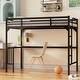 preview thumbnail 1 of 8, Twin Metal Loft Bed with Integrated Desk and Guardrails , Sturdy Construction Black