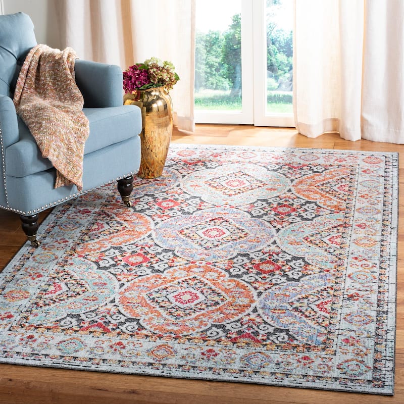 SAFAVIEH Provance Nigyar Vintage Boho Oriental Rug - 4' x 6' - Light Grey/Black