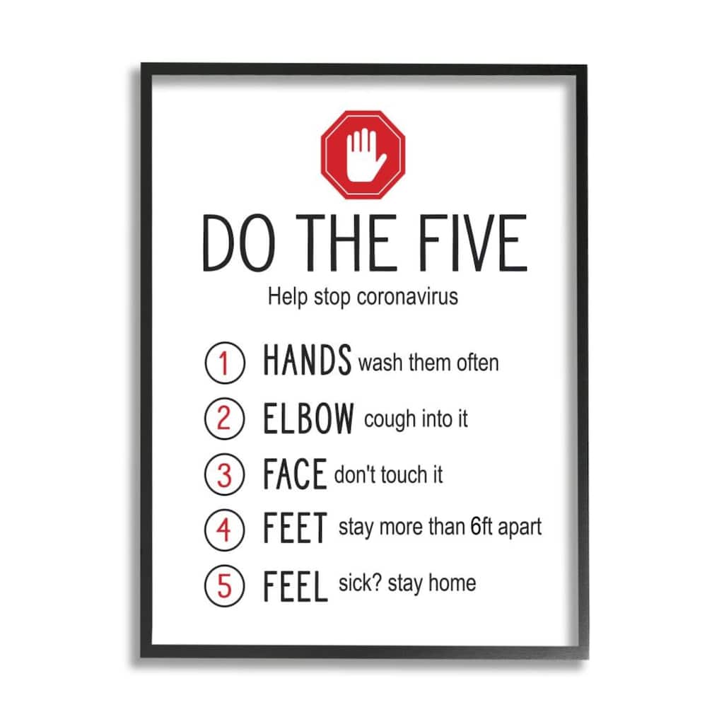 Stupell Five Cleanliness Steps Sick Safety Sign Framed Giclee Art Design By Lettered and Lined