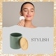 preview thumbnail 38 of 63, Sleek Cotton Pad Holder - Polyresin Bathroom Storage Container with Bamboo Lid - 4 L x 4 W x 4.6H