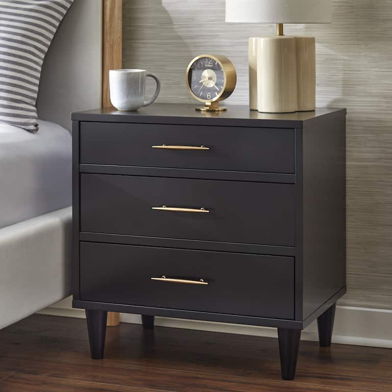 Lifestorey Ana 3-Drawer Nightstand - Black