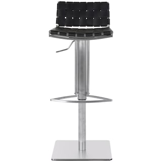 SAFAVIEH Mitchell Brown Leather Seat Stainless-Steel Adjustable 22-31-inch Modern Bar Stool - 19"W x 15"D x 30"H