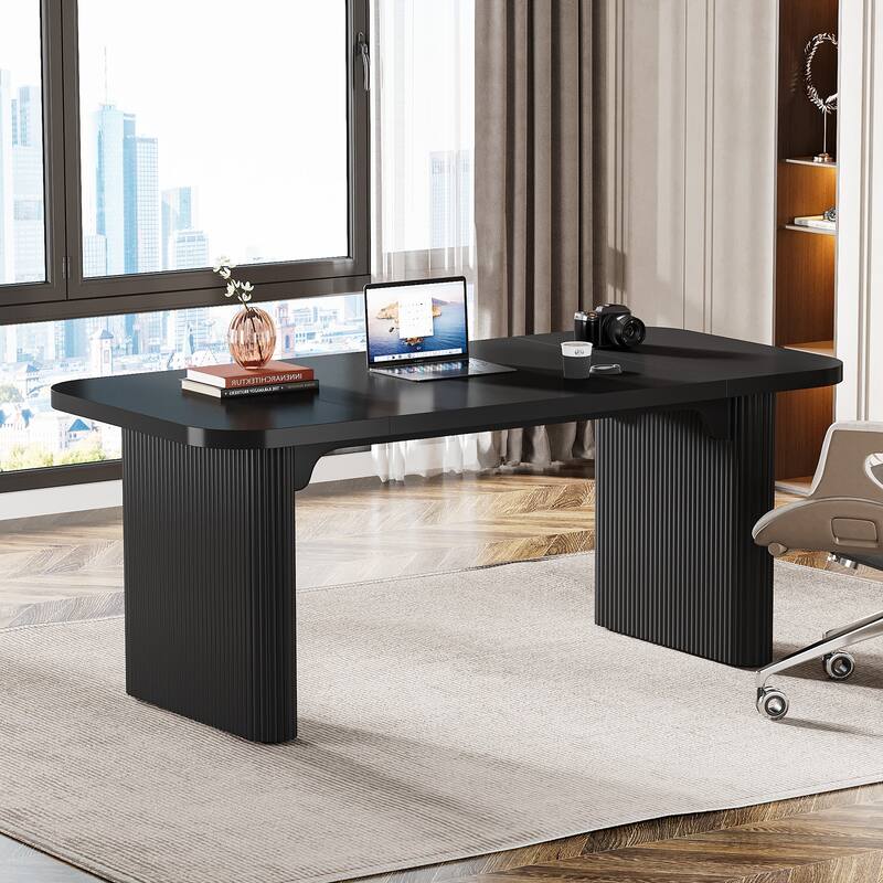 Large Wood Executive Desk, Modern Computer Desk, Home Office Workstation Boss Desk
