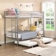 preview thumbnail 1 of 7, Full Bunk Bed with Trundle,Triple Bunk Beds w/Two Side Ladders&Safety Guard Rail,3 in 1 Bunk Beds for Kids Teens Silver