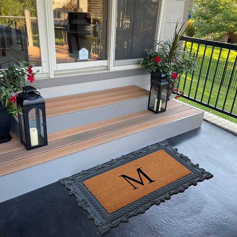 A1HC First Impression Carson Rubber and Coir 24" X 36", Heavy Duty, Easy to Clean Outdoor Monogrammed Doormat