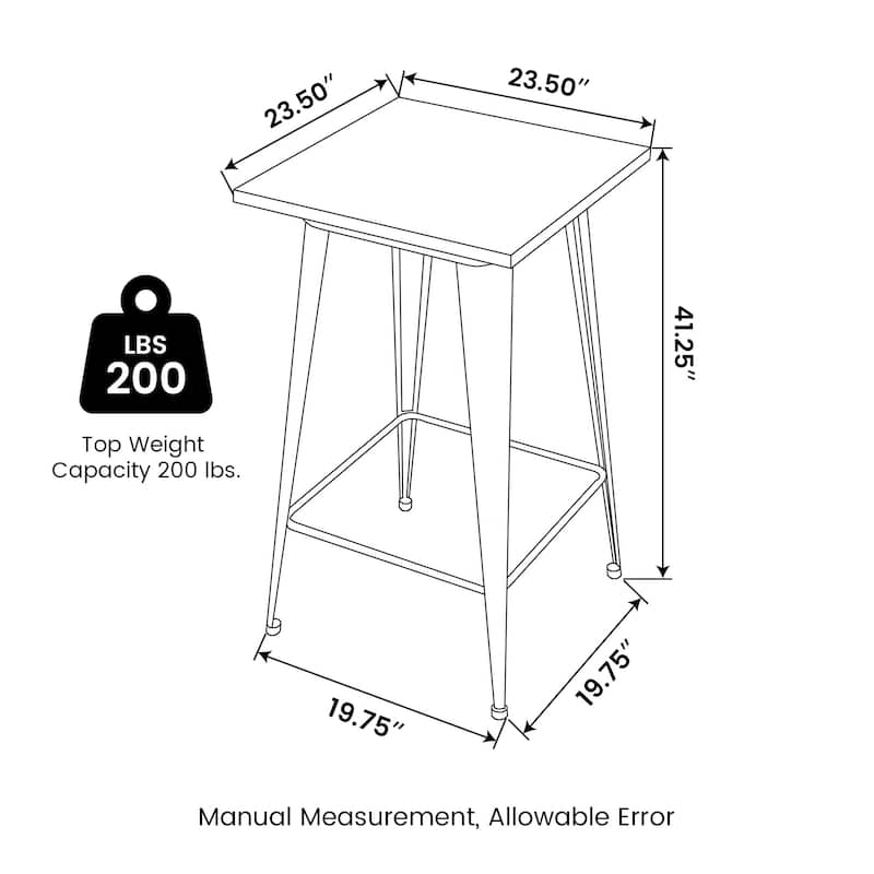Glitzhome 41"H Industrial Modern Square Wood Top Bar Height Pub Tables