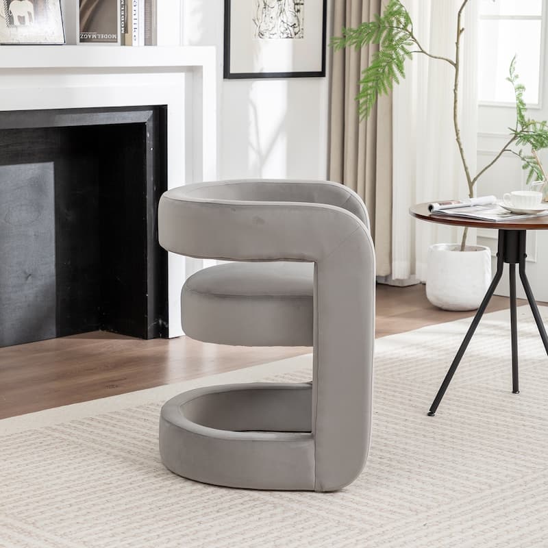 SEYNAR Modern Velvet E-Shaped Open Back Dining chair