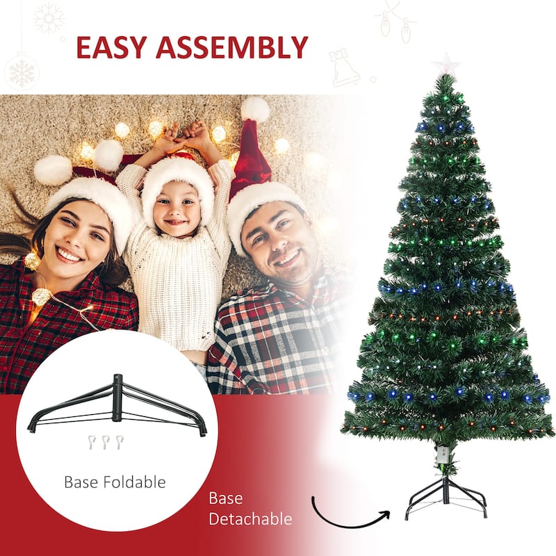 HOMCOM 6 ft. Prelit Artificial Christmas Tree with Stand, Colored Christmas Tree