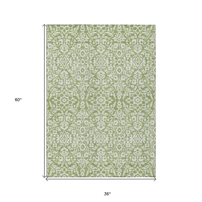 HomeRoots Damask Traditional Rectangle Outdoor Rug