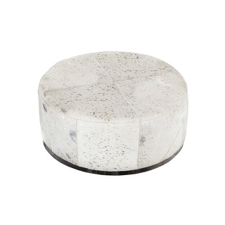 Pasargad Home Safari Steel & Cowhide Silver Ottoman