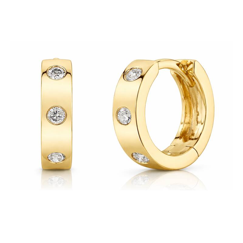 Auriya 14k Gold Lab Grown Round Diamond Fashion Hoop Earrings 0.60 ct. tw. (F-G VS) - White - Yellow