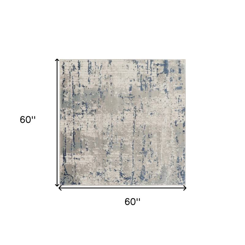 Mayod Power Loomed Geometric Abstract Modern Durable Area Rug By HomeRoots - 60' X '60' X '0.32