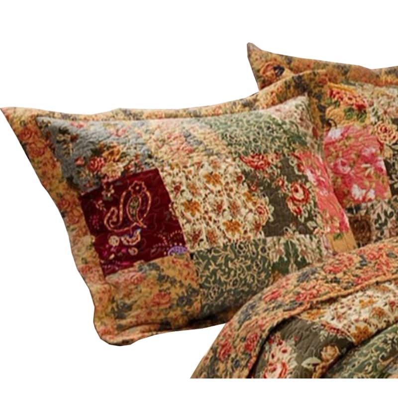 Kamet Fabric Standard Size Sham with Floral Prints and Paisleys, Multicolor