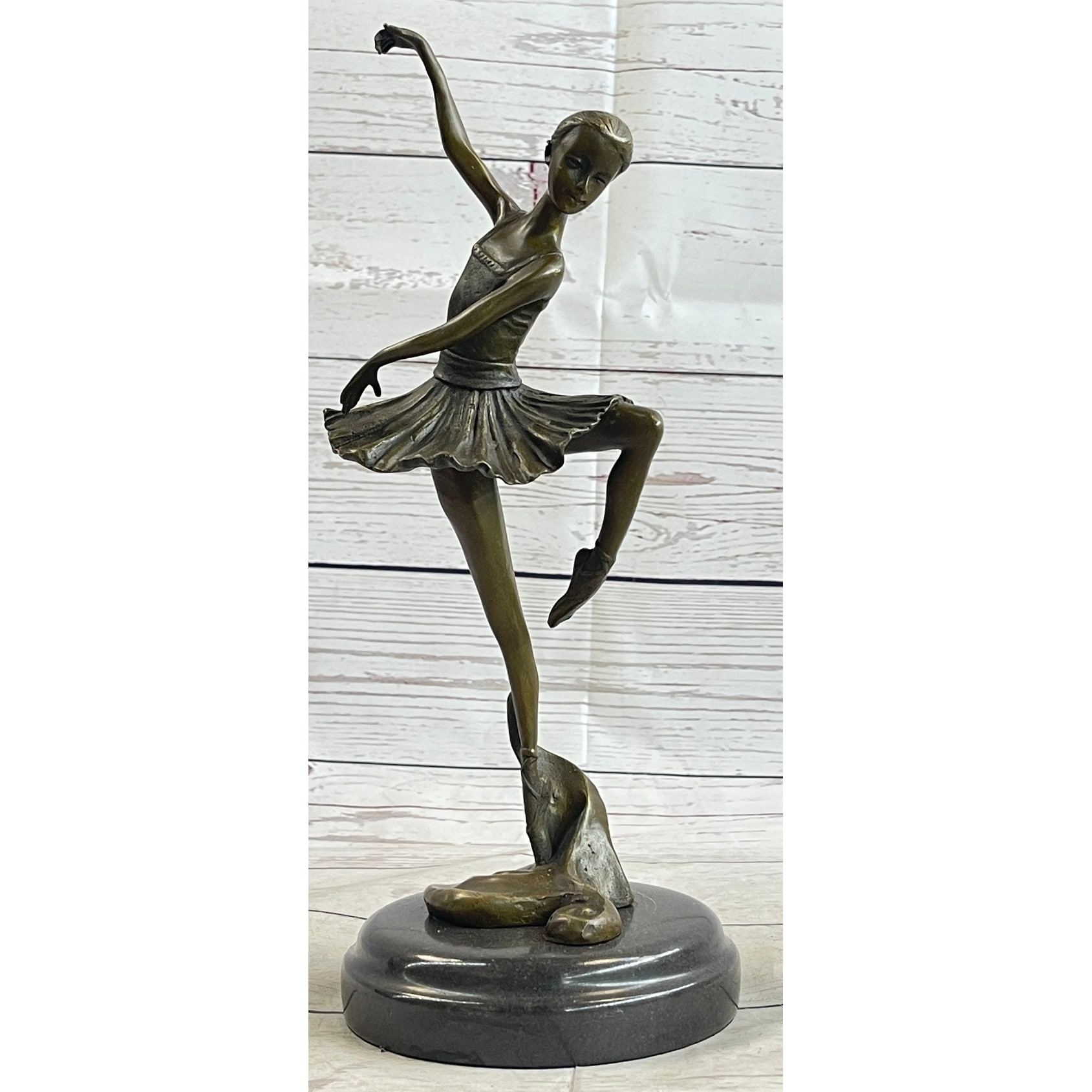Signed Original Prima Ballerina Dancer Bronze Statue Sculpture Figure 12.5 Inches X 5 Inches