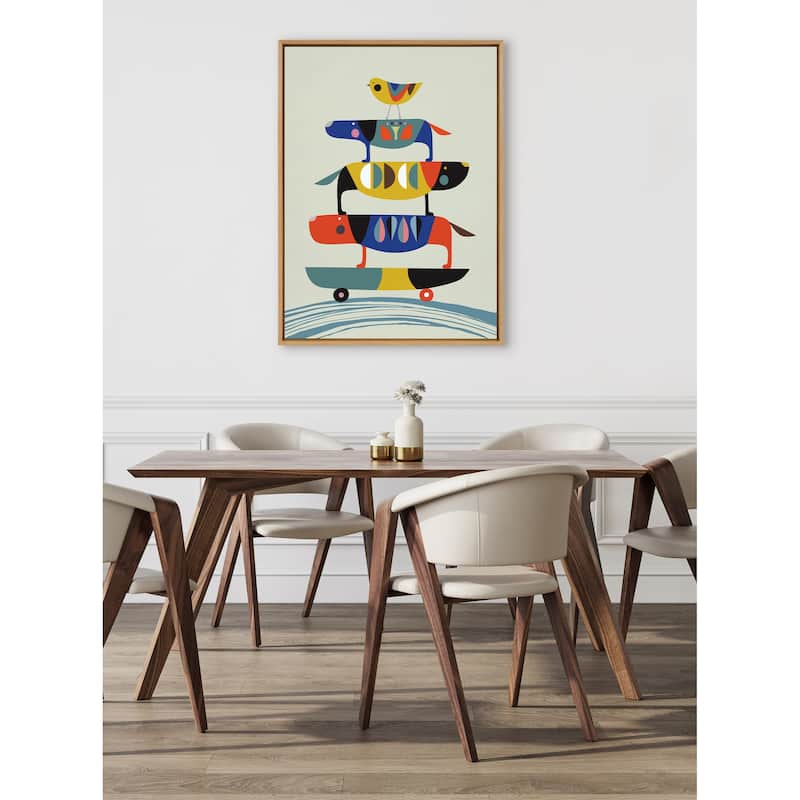Kate and Laurel Sylvie Skate Dog Framed Canvas by Rachel Lee