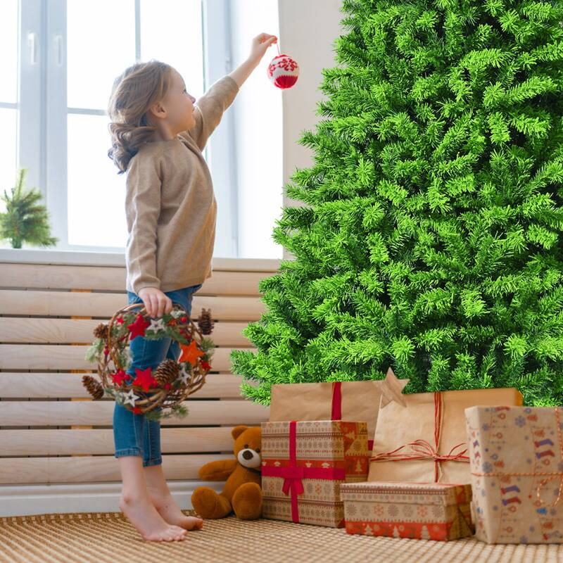 Gymax 4.5/6.5/7.5 FT Verdant Artificial Christmas Tree Hinged Green - See Details