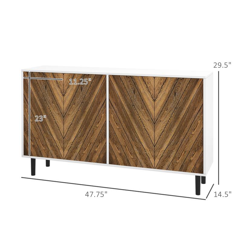HOMCOM Modern Kitchen Sideboard Buffet Cabinet with Adjustable Shelves, 48" Coffee Bar Cabinet, Brown